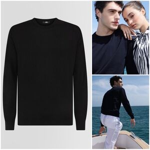 ALPHA STUDIO Men’s Size IT 52 / US Large Black Silk Cashmere Crew Neck Sweater